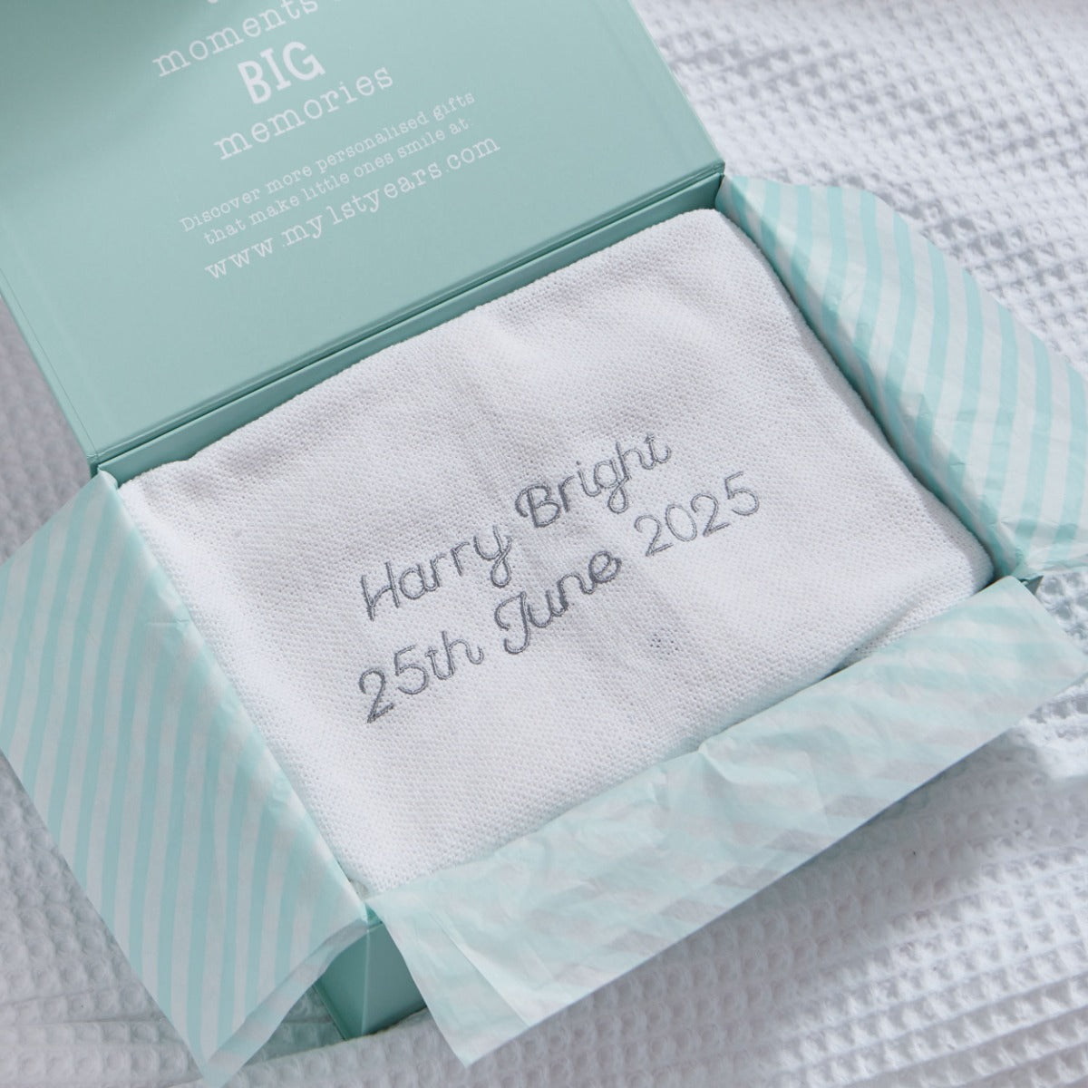 Personalized Ivory Cellular Baby Blanket