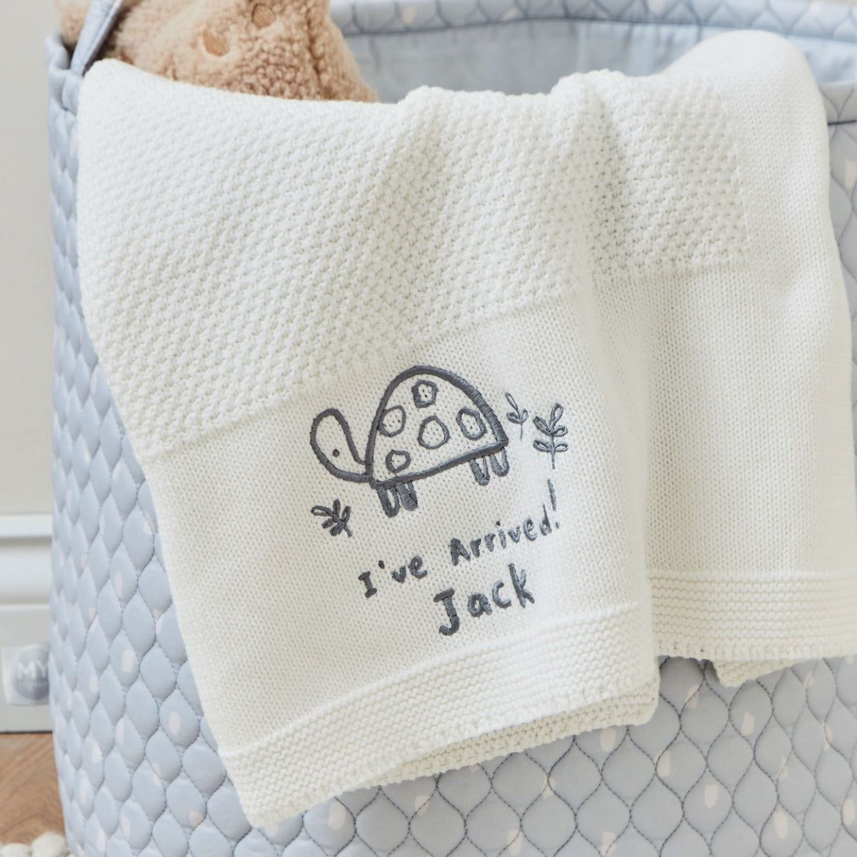 Personalized Cuddle Club Tortoise Ivory Knitted Shawl
