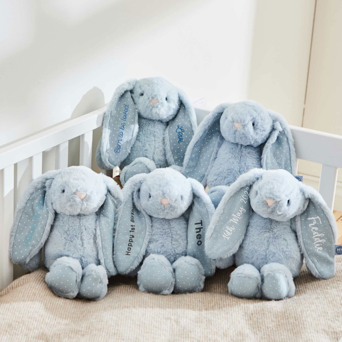 Personalised Blue Bunny Soft Toy - Embroidered