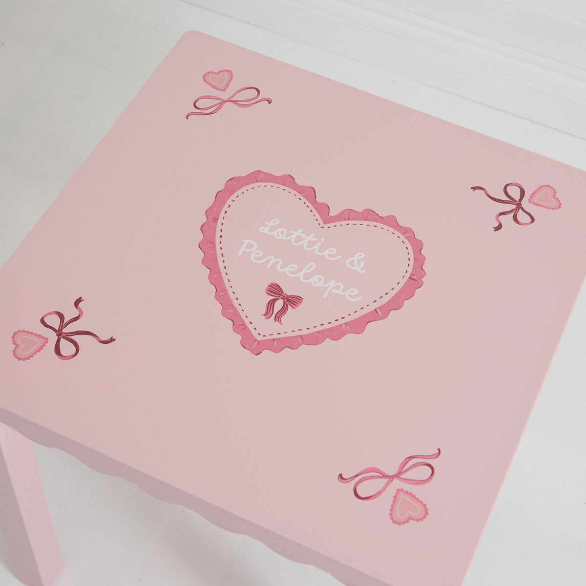 Personalised Bow Printed Pink Scalloped Table FSC®
