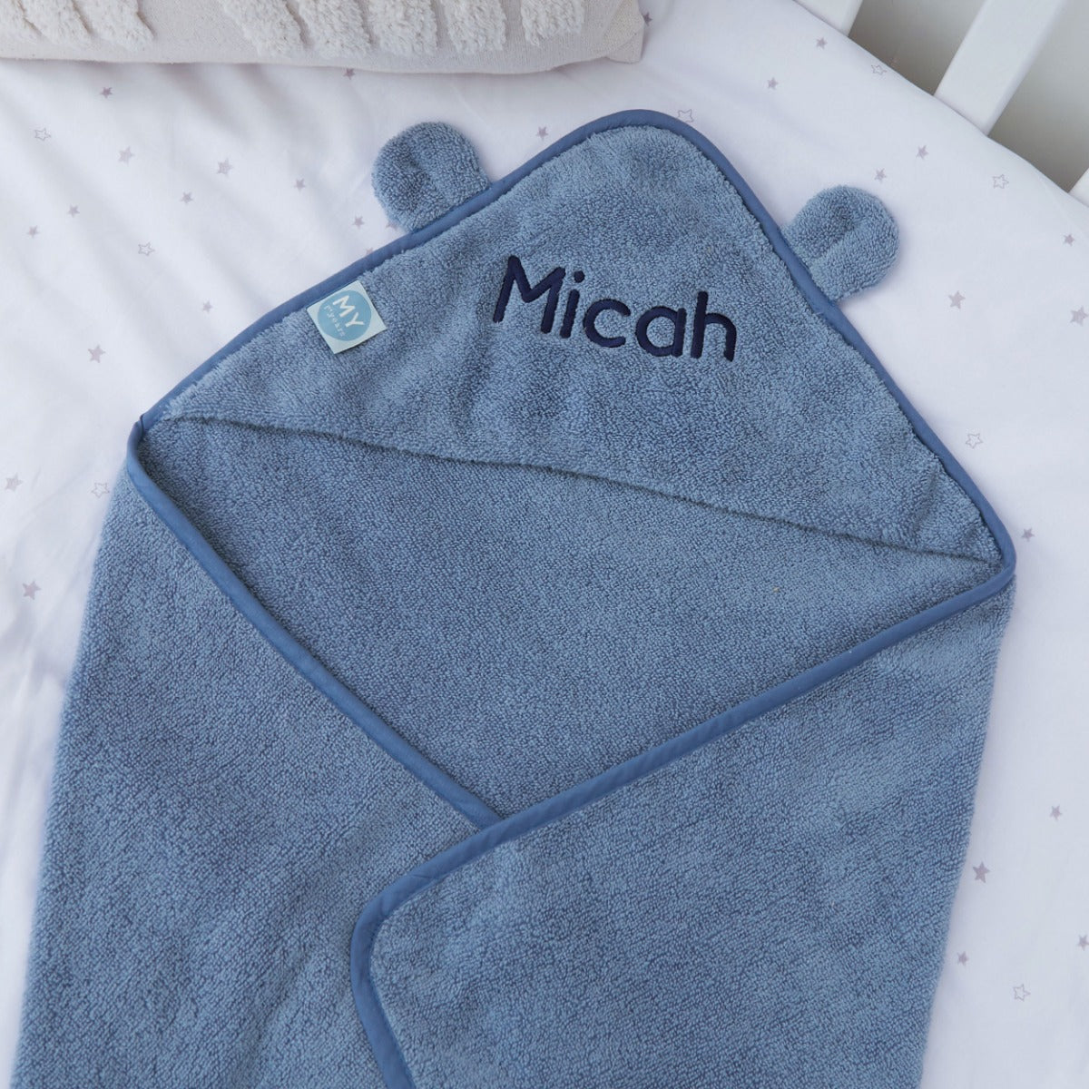 Personalized Wave Blue Small Hooded Towel