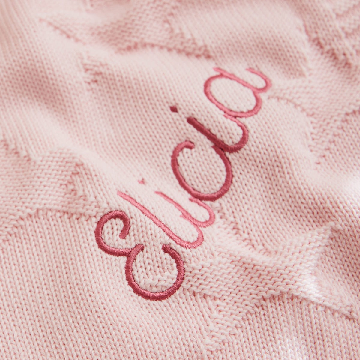 Personalized Pink Star Jacquard Baby Blanket