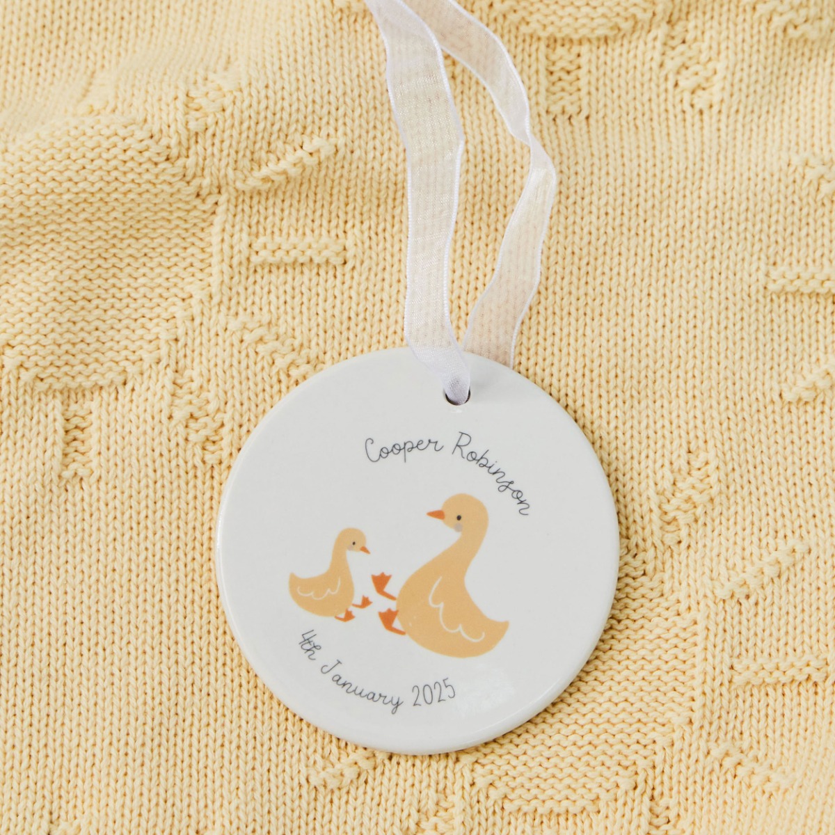 Personalised Parent and Baby Duck Ceramic Disk 