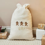 Personalised Gingerbread Cream Borg Christmas Gift Sack