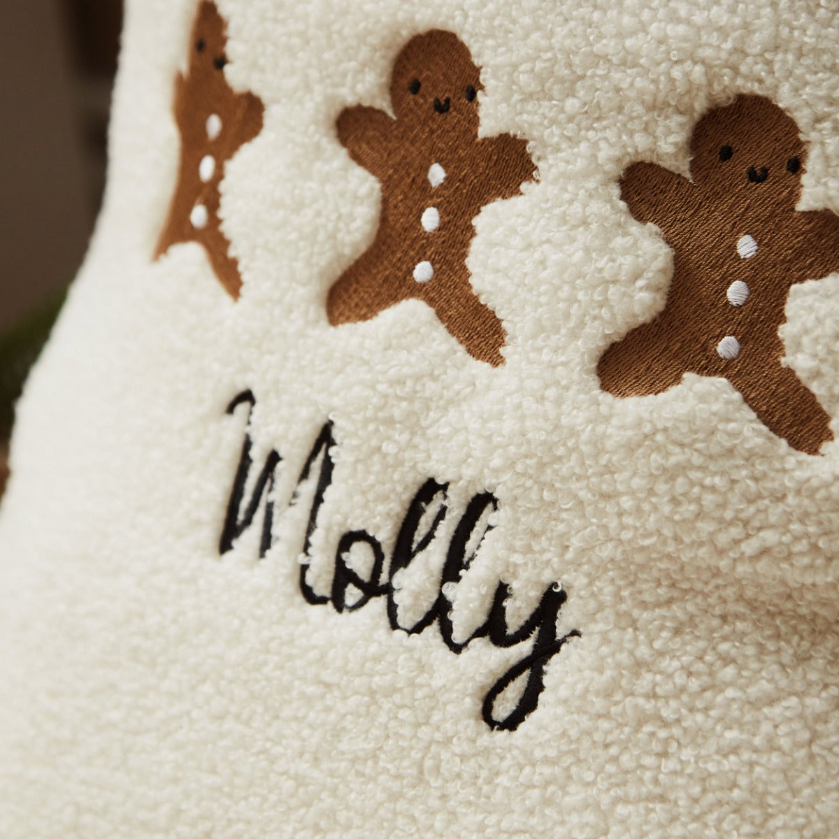 Personalised Gingerbread Cream Borg Christmas Gift Sack