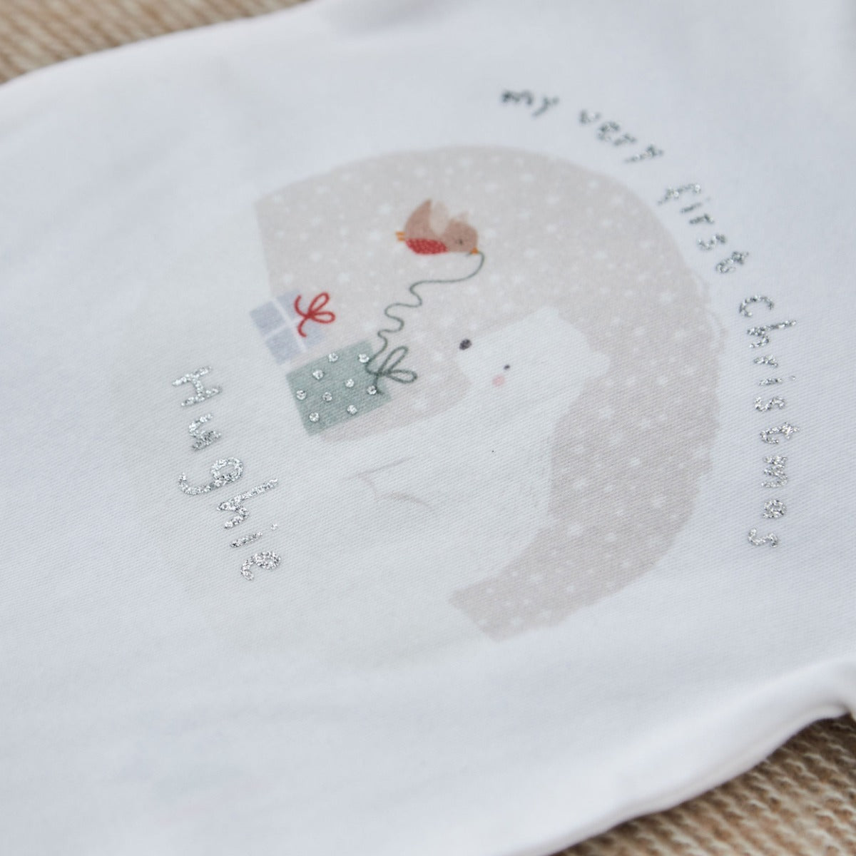 Personalised Polar Bear White Christmas Bodysuit 