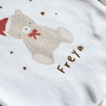 Personalised Biscuit Bear Christmas White Bodysuit