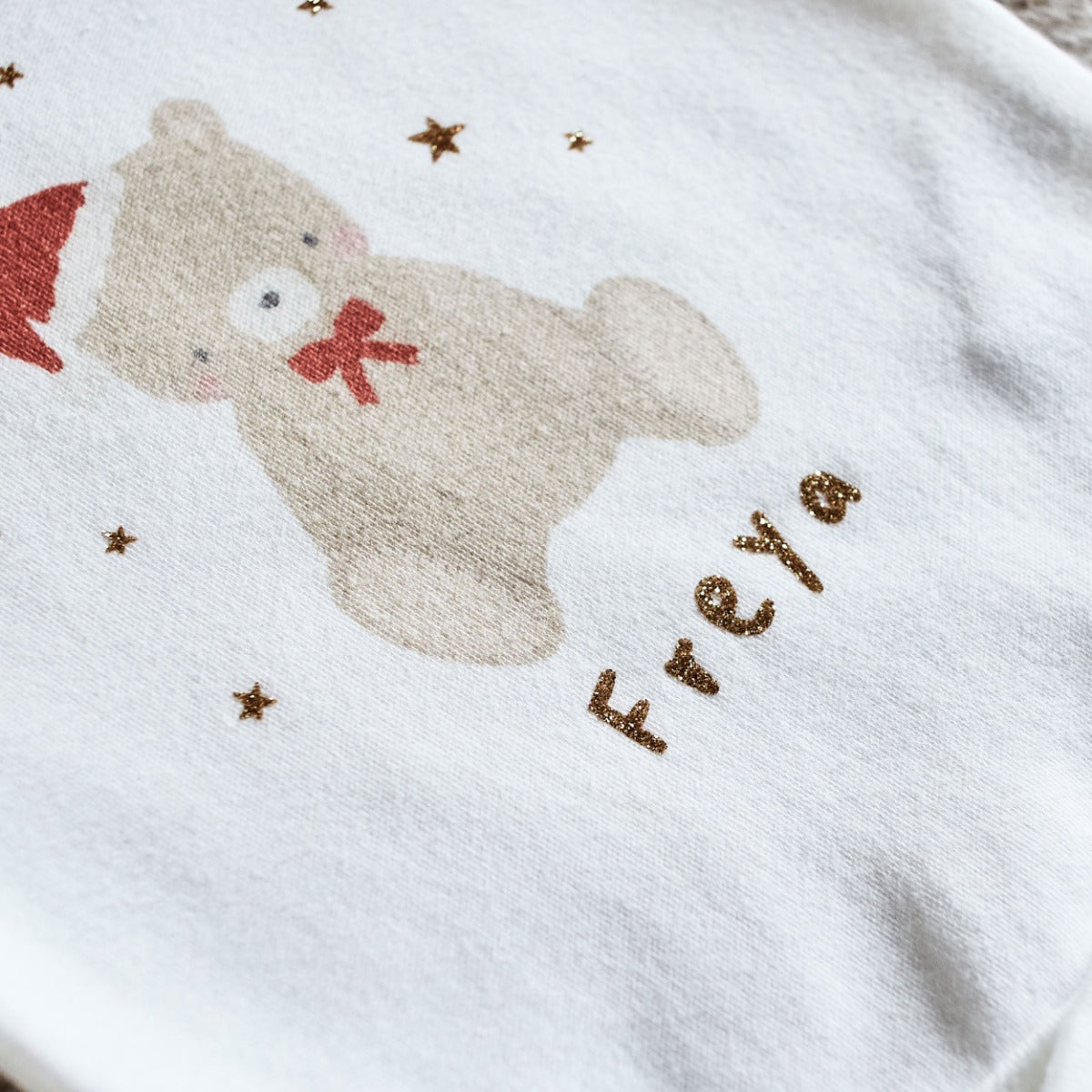 Personalised Biscuit Bear Christmas White Bodysuit