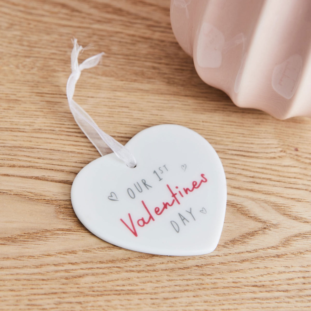 Personalised Our 1st Valentine's Day Heart Ceramic Hanging Decoration 