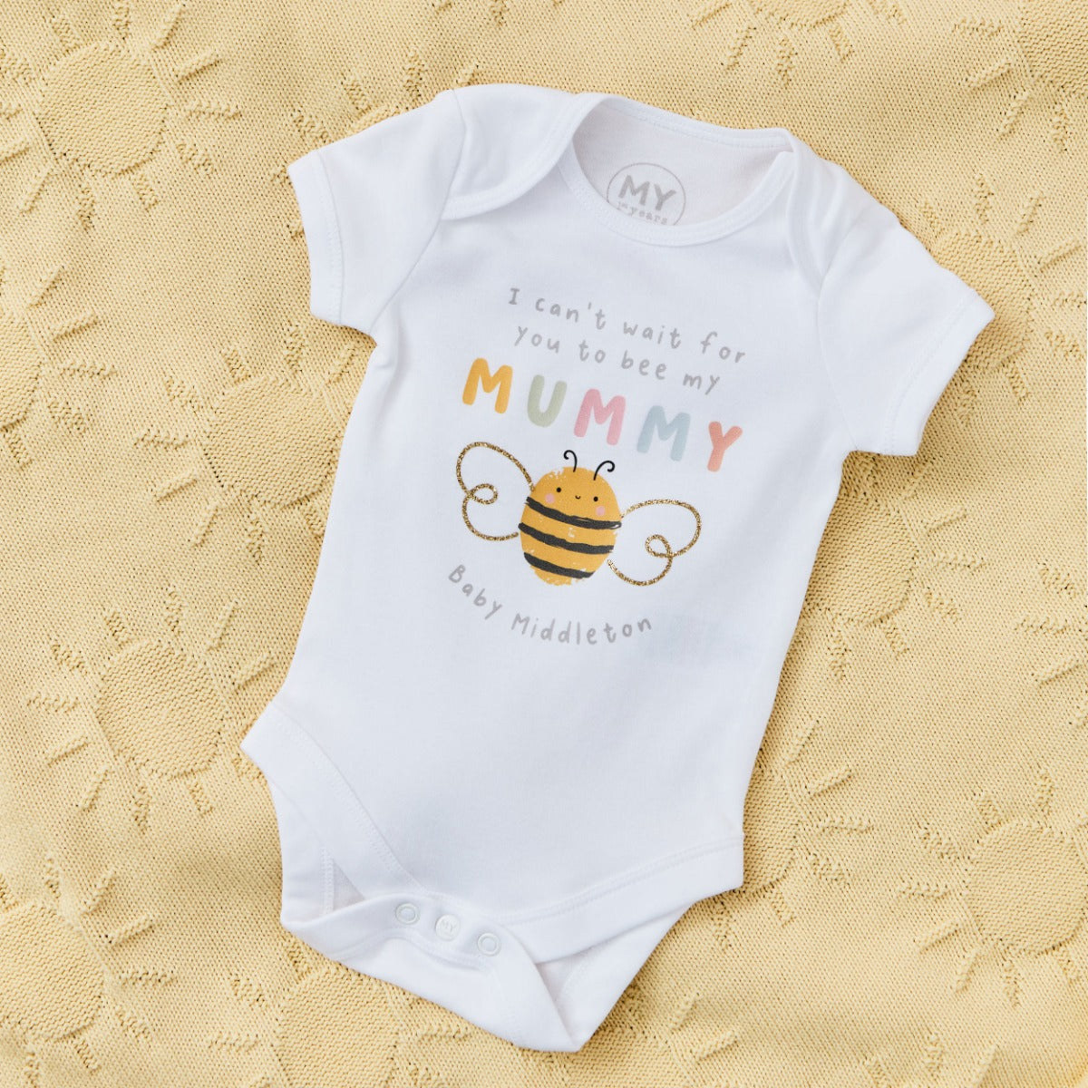 Personalised Mummy To Bee White Bodysuit 
