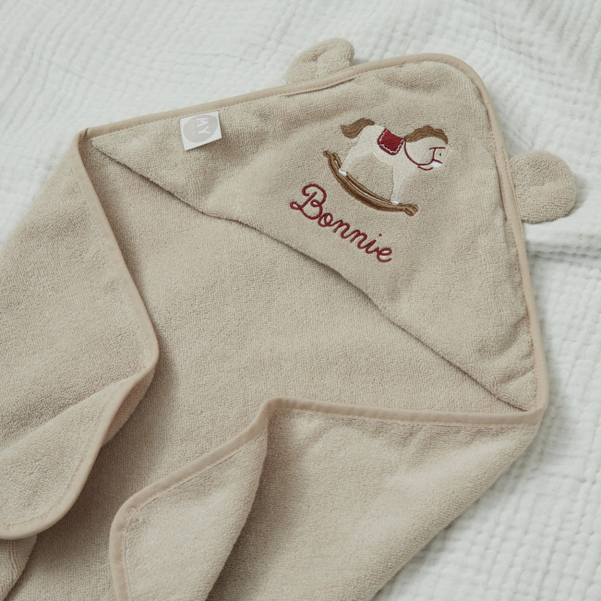 Personalized Heritage Horse Oatmeal Small Hooded Towel