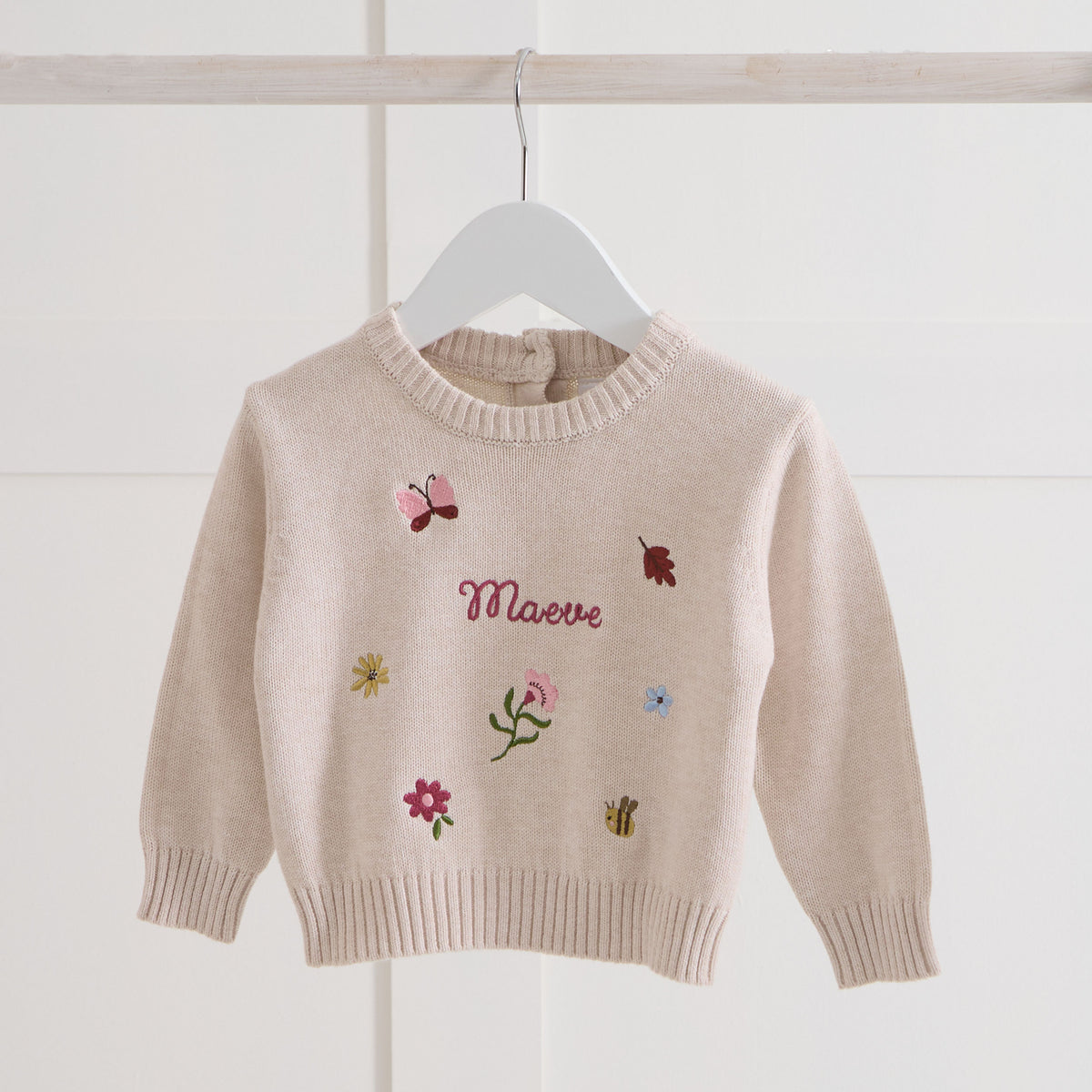 Personalised Autumn Floral Oatmeal Jumper