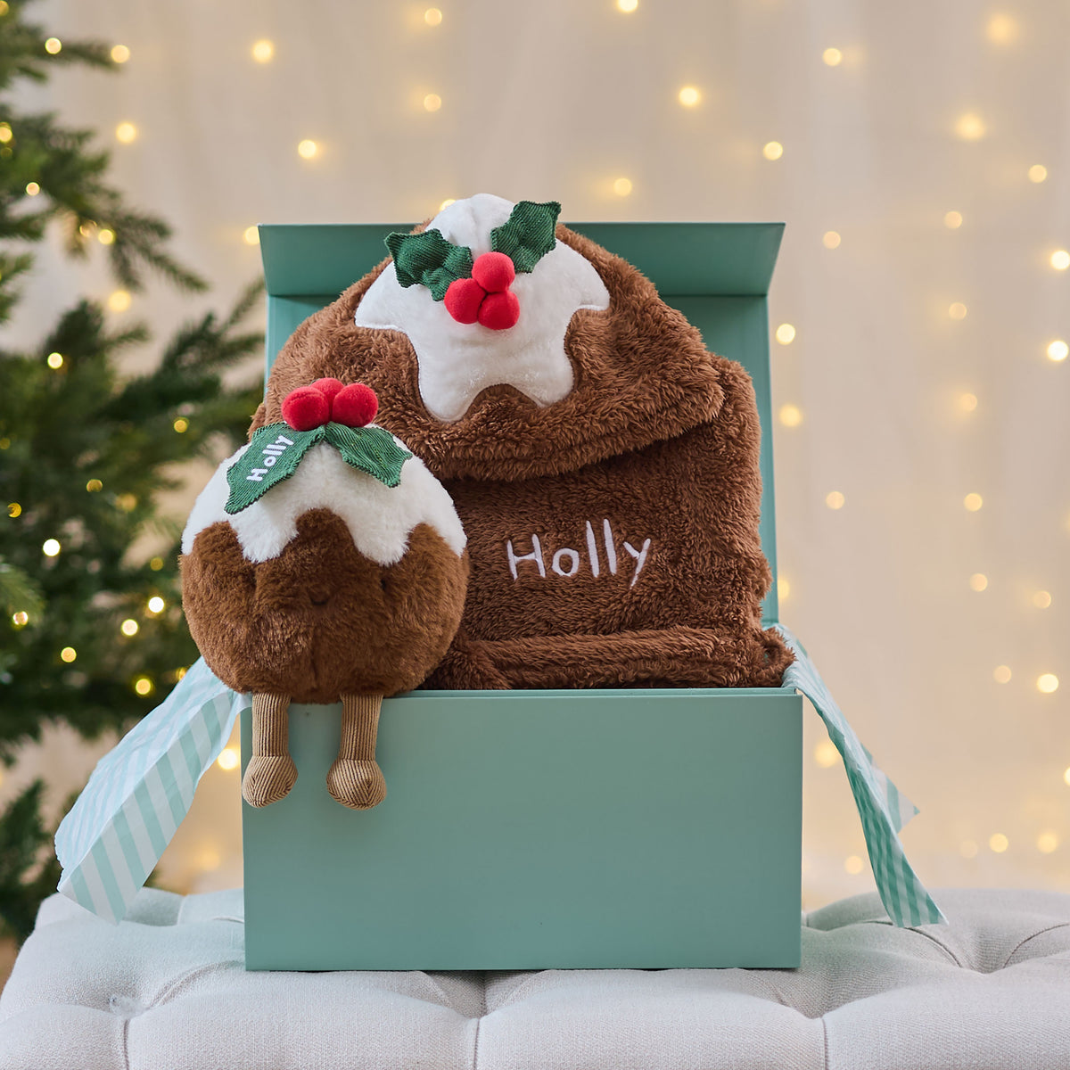 Personalised Christmas Pudding Snuggle and Cuddle Gift Set
