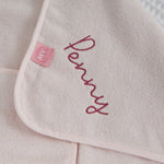 Personalised Pink Penguin Curved Hooded Towel