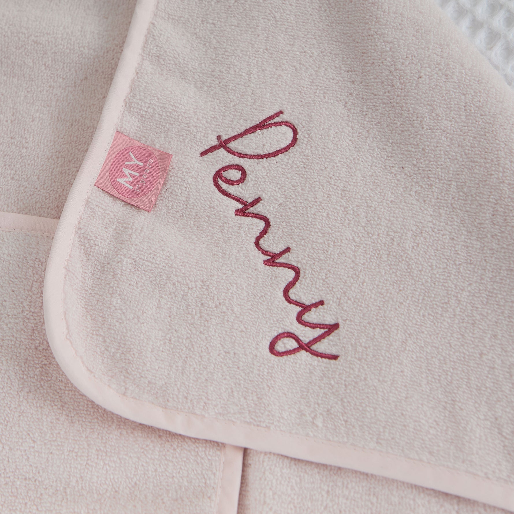 Personalised Pink Penguin Curved Hooded Towel