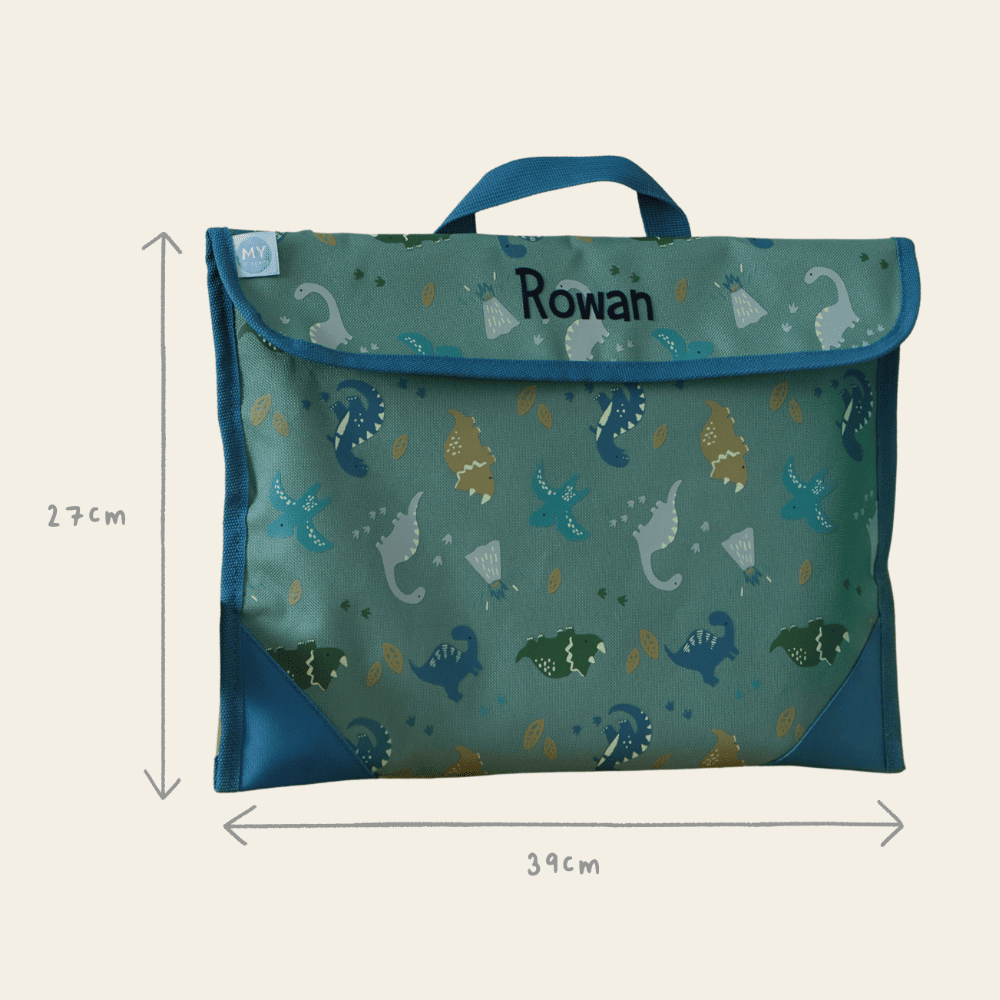 Personalised Khaki Dino Book Bag