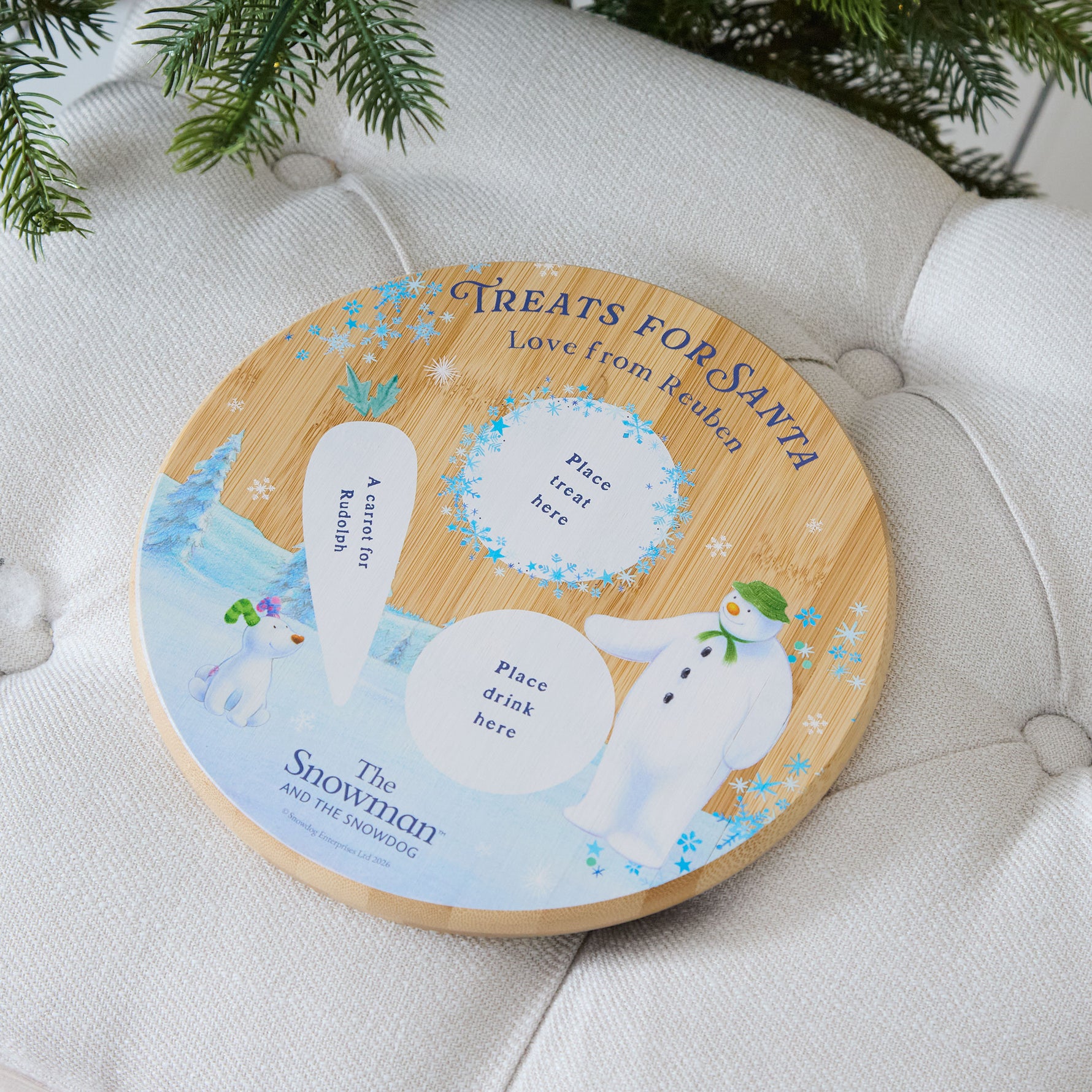 Personalised The Snowman™ and Snowdog Christmas Platter