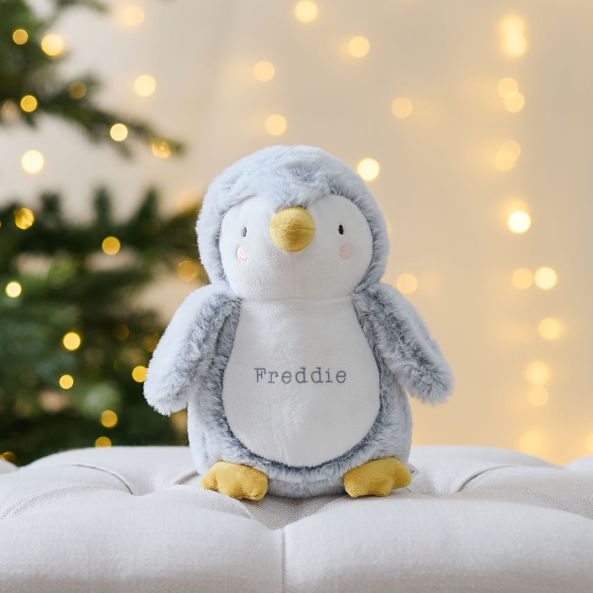 Personalised Grey Penguin Soft Toy
