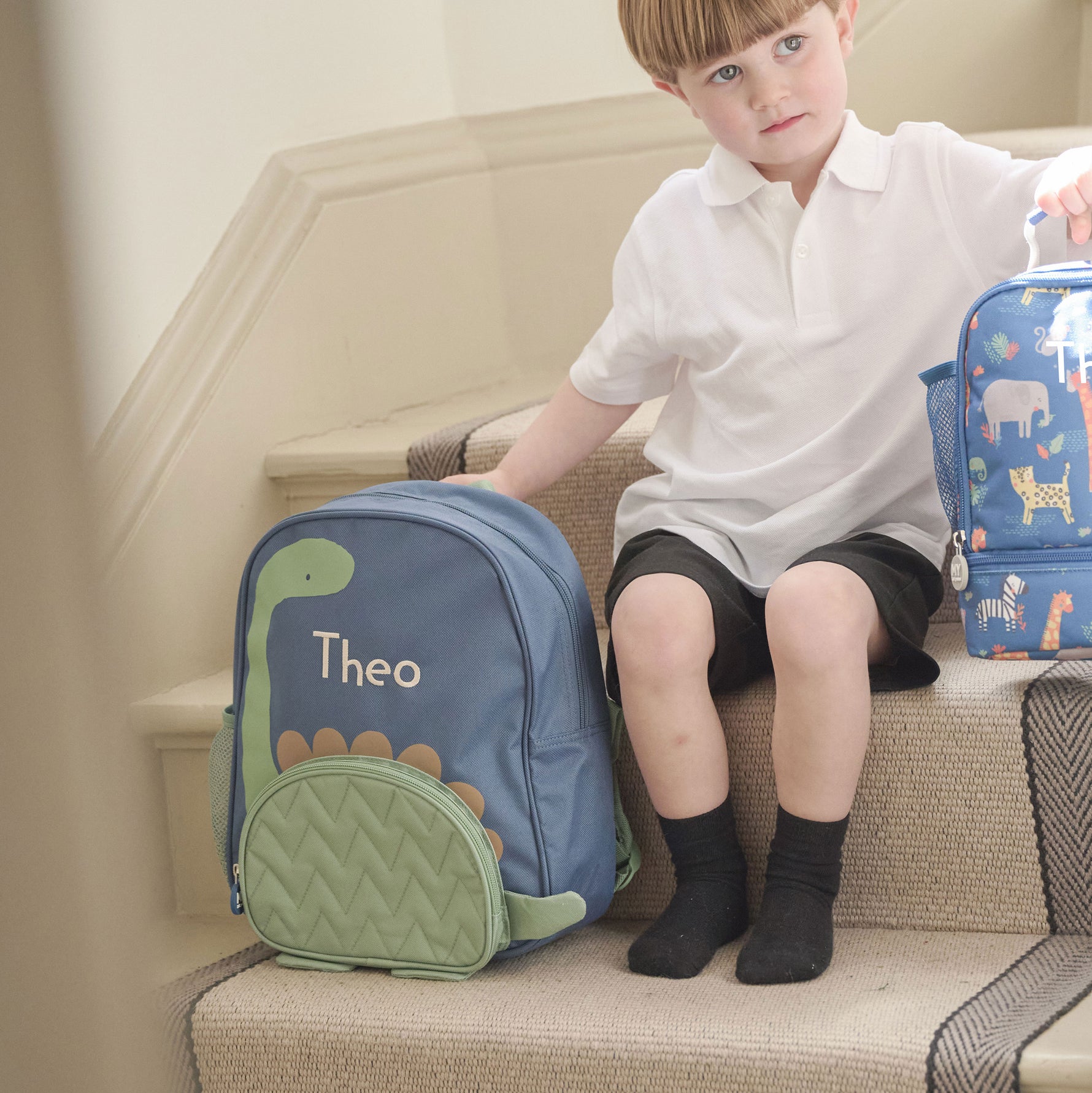 Personalised Green Dinosaur Medium Backpack