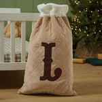 Personalised Oatmeal Velvet Initial Gift Sack
