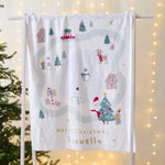 Personalized Christmas Village Fleece Blanket