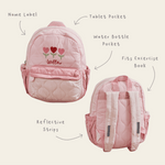 Personalised Heart Flower Pink Medium Quilted Backpack