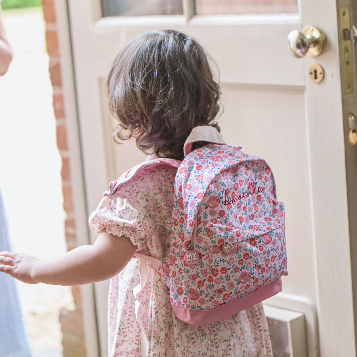 Personalised Pink Ditsy Print Classic Mini Backpack