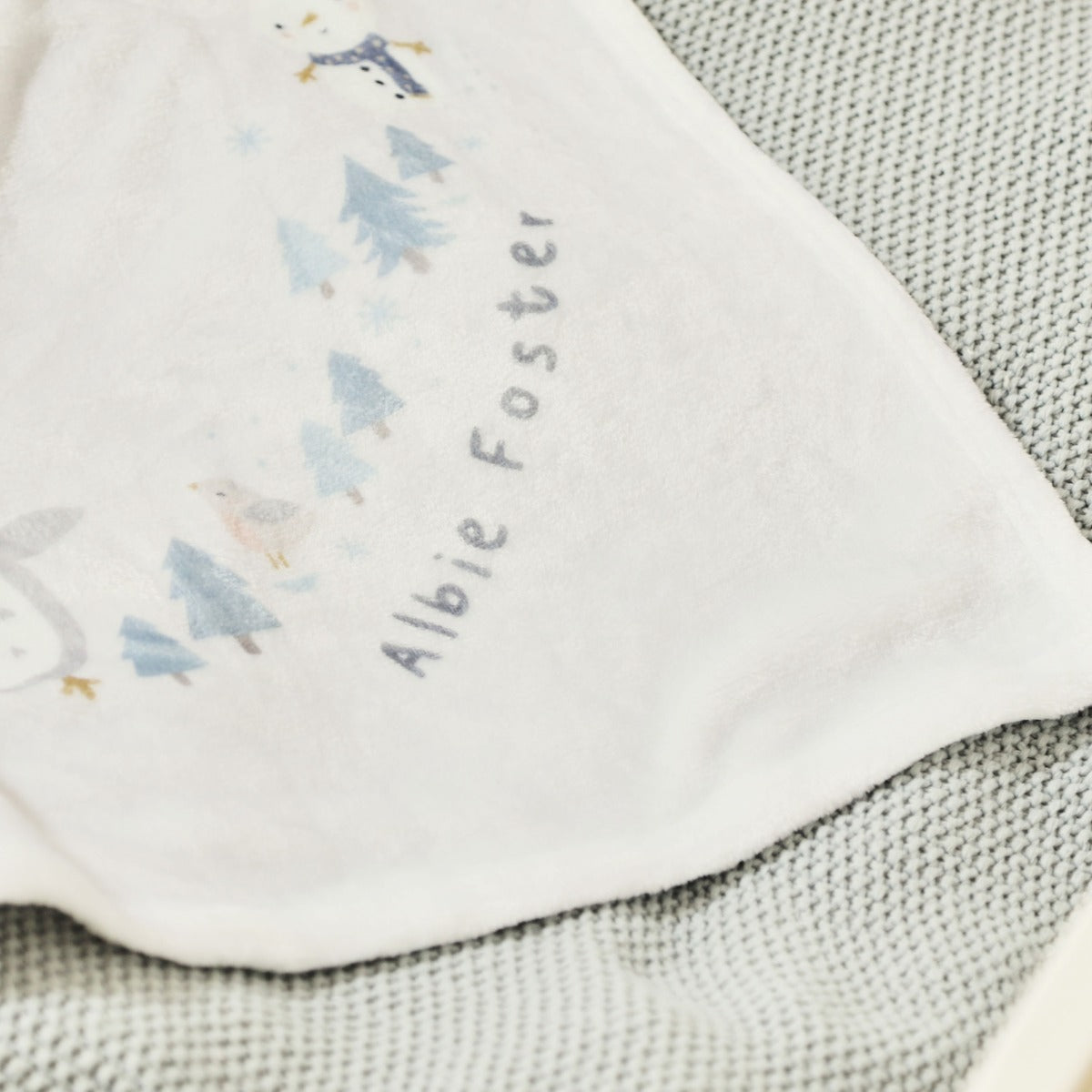 Personalized Christmas Penguin Fleece Blanket