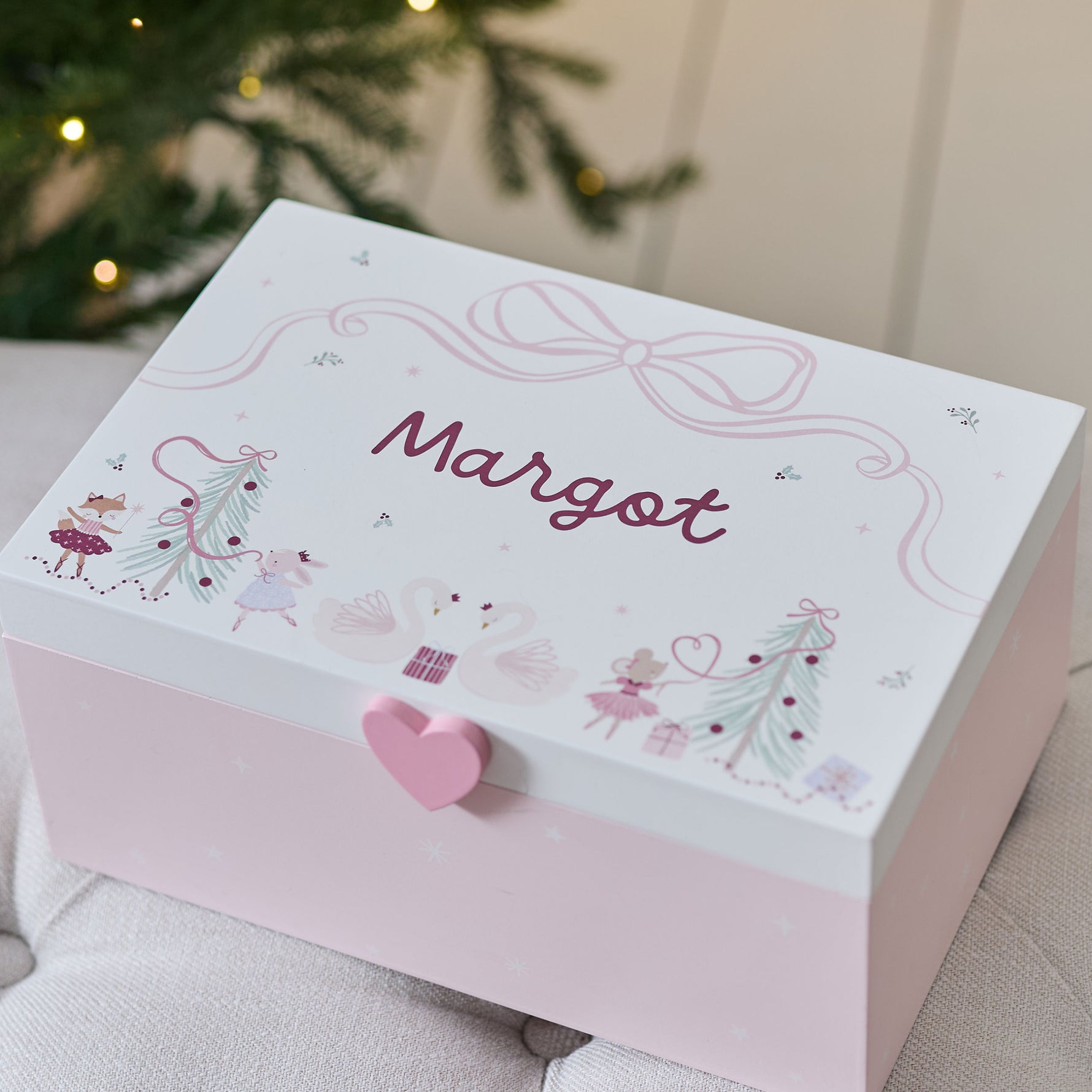 Personalised Pink Mouse Ballerina Wooden Keepsake Box FSC®