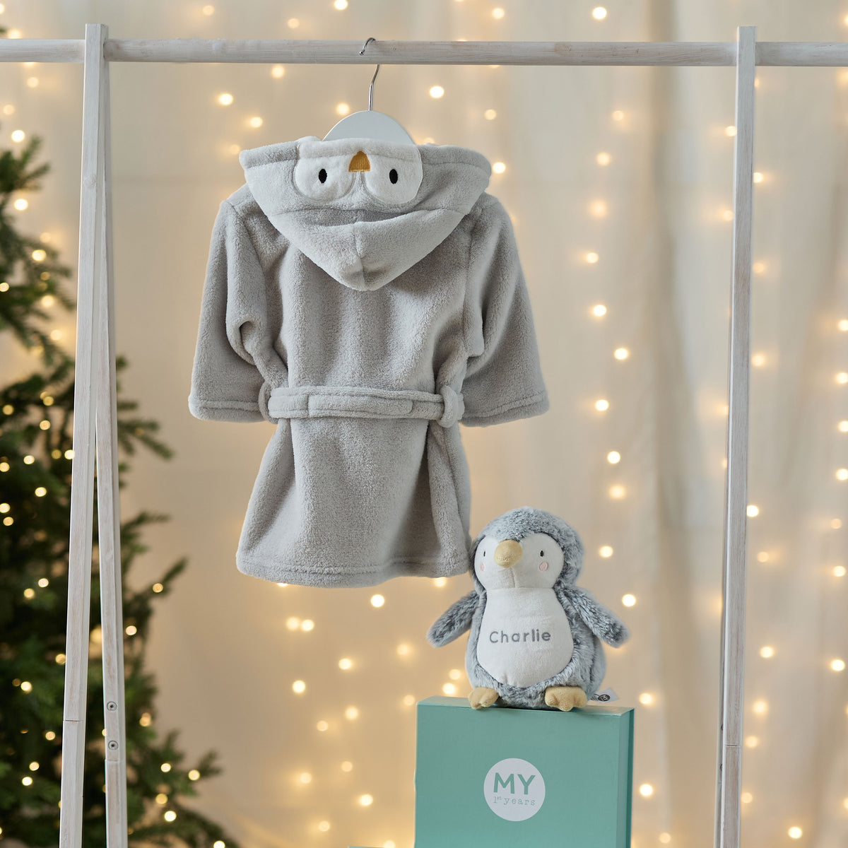 Personalised Goodnight Penguin Robe and Soft Toy Gift Set