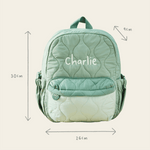 My Kids Personalised Colour Block Quilted Medium Backpack in Sage  
