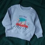 Personalised Checkered Christmas Tree Blue Sweatshirt