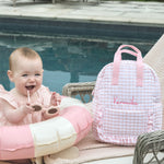 Personalised Pink Gingham Kids Backpack