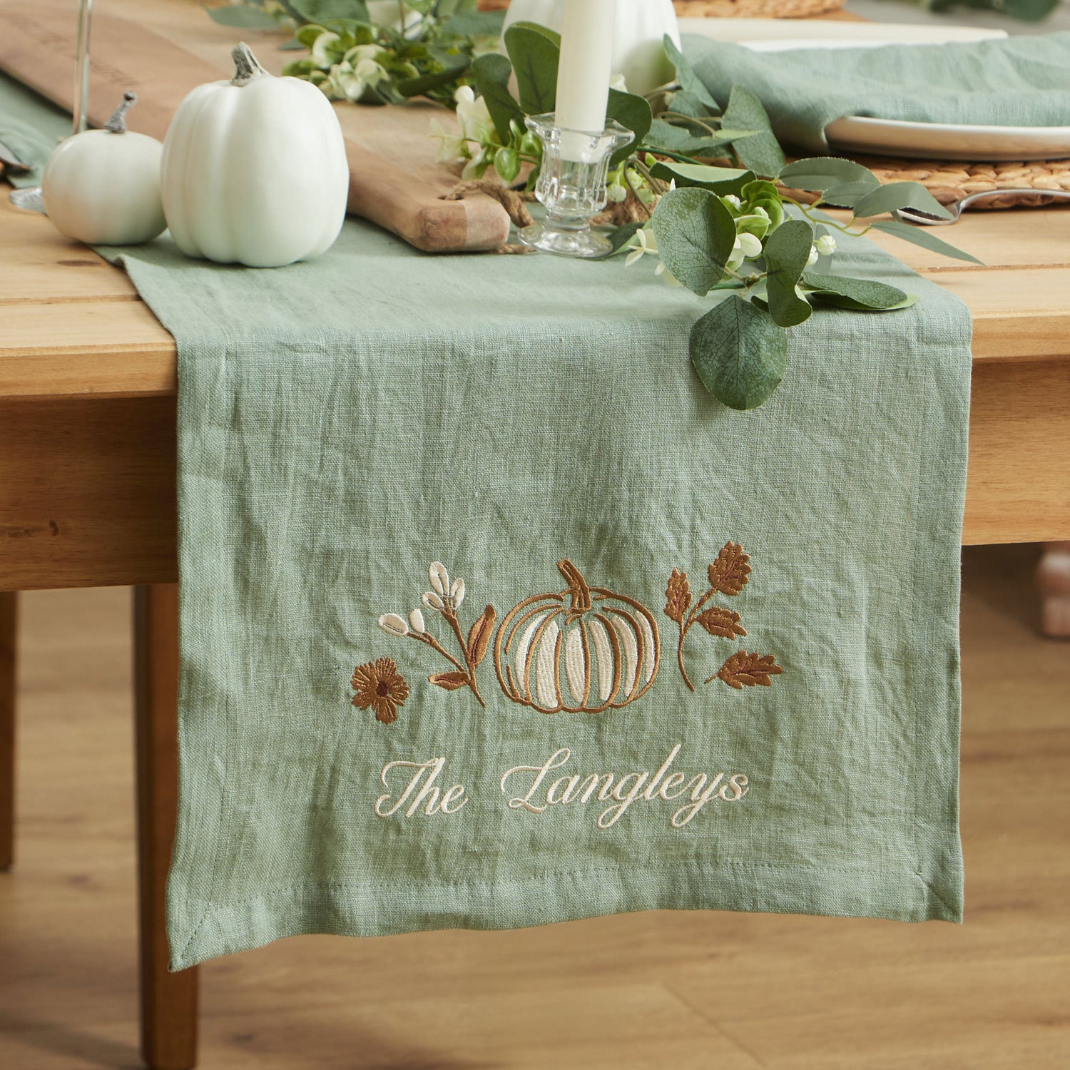 Personalised Autumn Rosemary Table Runner