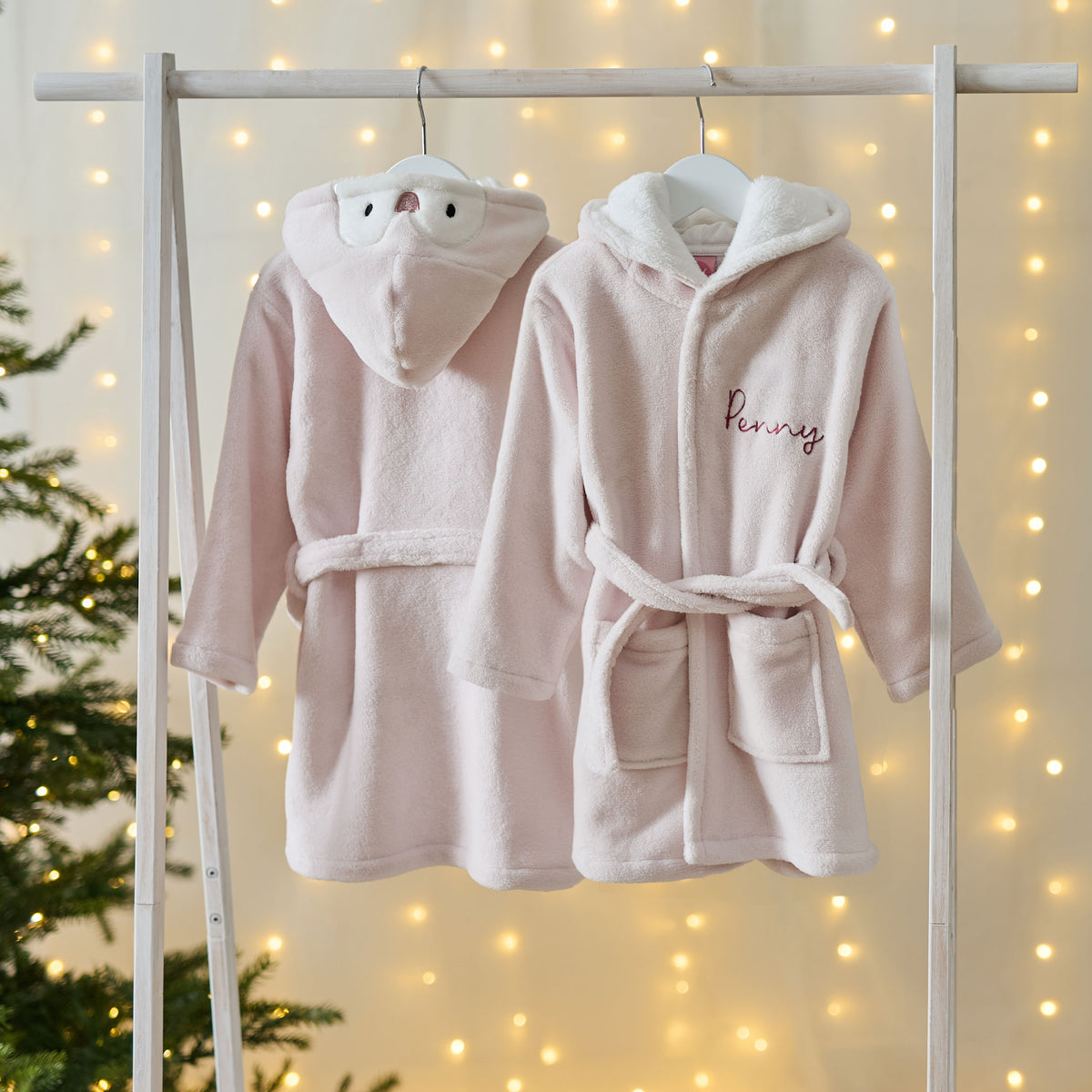 Personalised Pink Penguin Fleece Robe