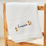 Personalized Yellow Flower Ivory Shawl