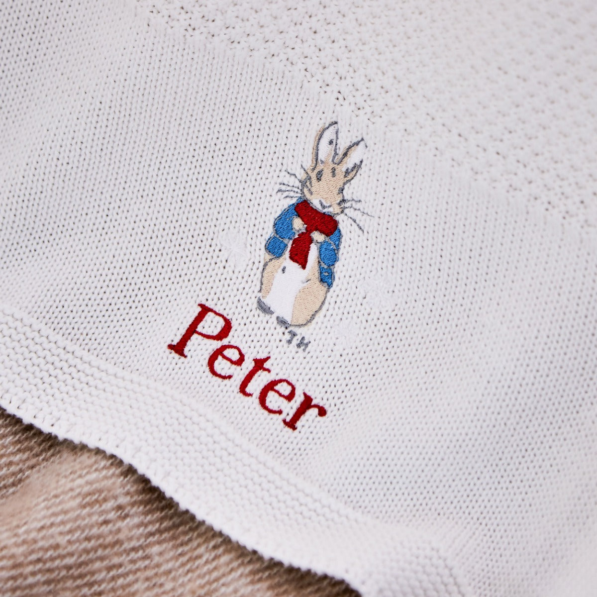 Personalized Christmas Peter Rabbit Ivory Shawl