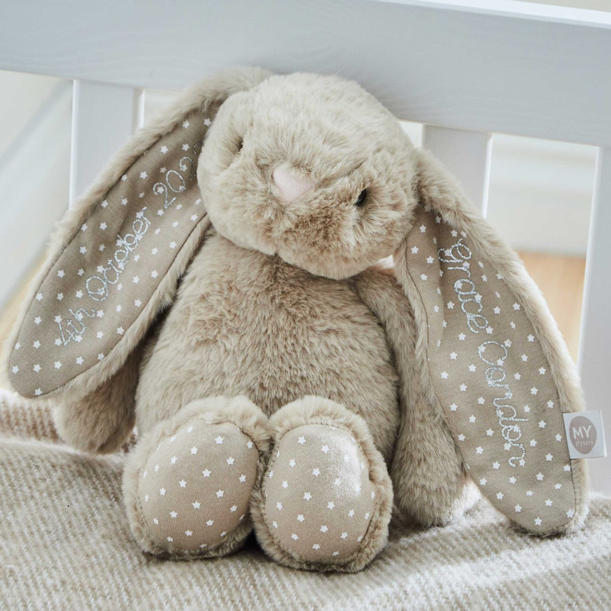 Personalised Oatmeal Plush Bunny - Embroidered