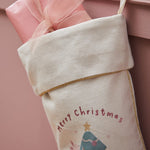 Personalised Pink Christmas Small Cream Gift Stocking