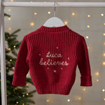 Personalised Red I Believe Christmas Cardigan