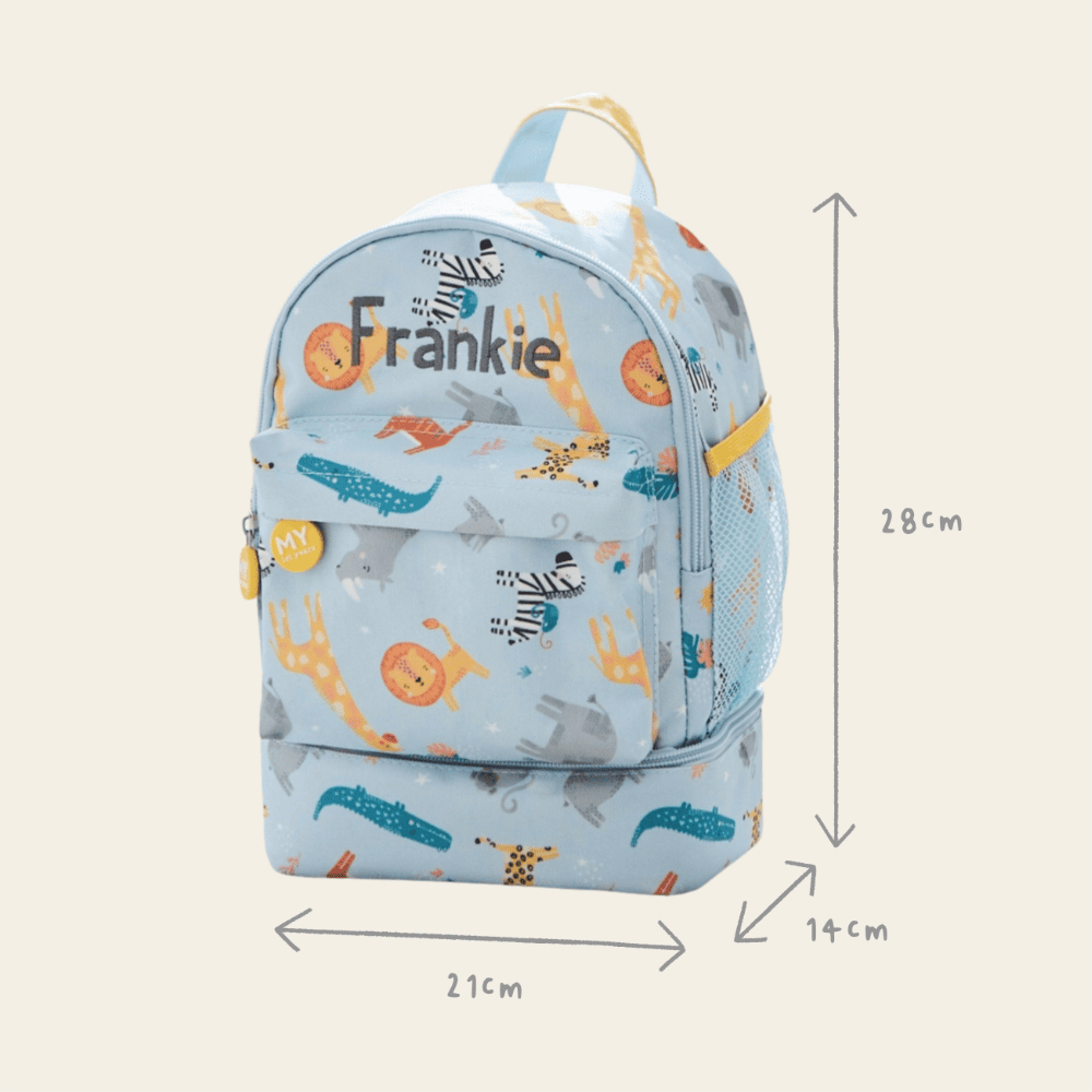Personalised Safari Mini Backpack with Compartment