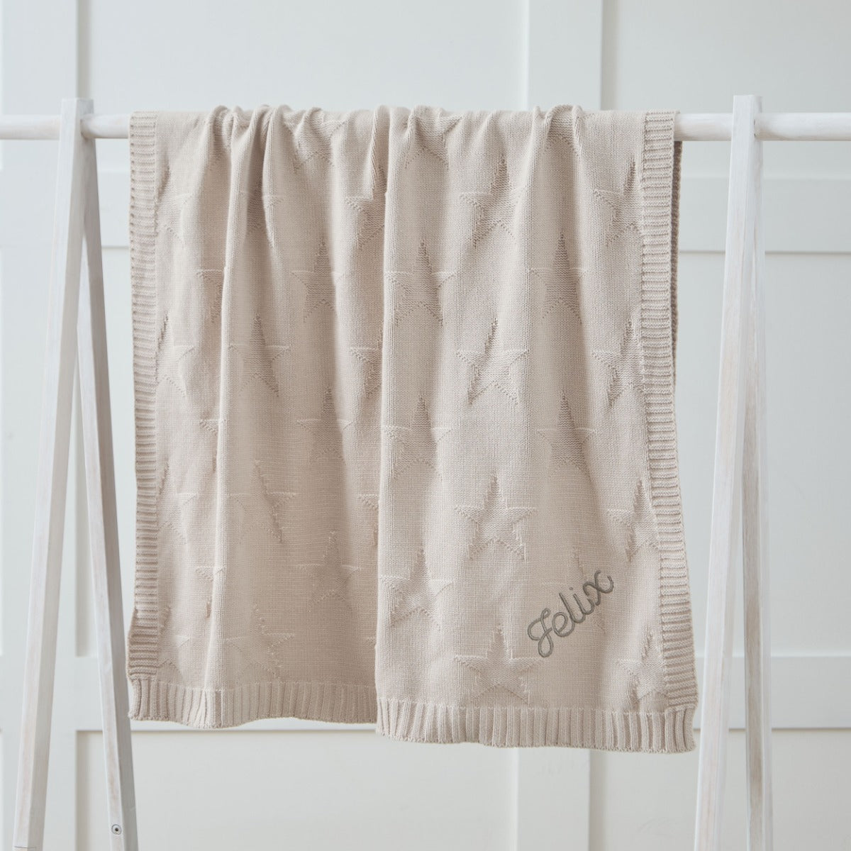 Personalized Oatmeal Star Jacquard Baby Blanket