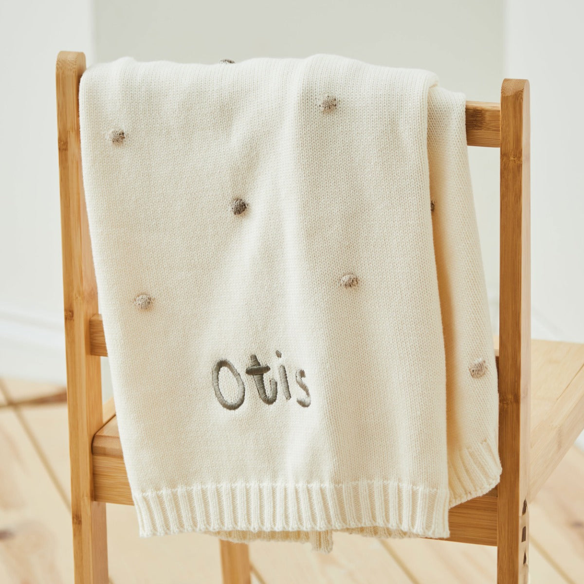 Personalized Neutral Spot Bobble Blanket