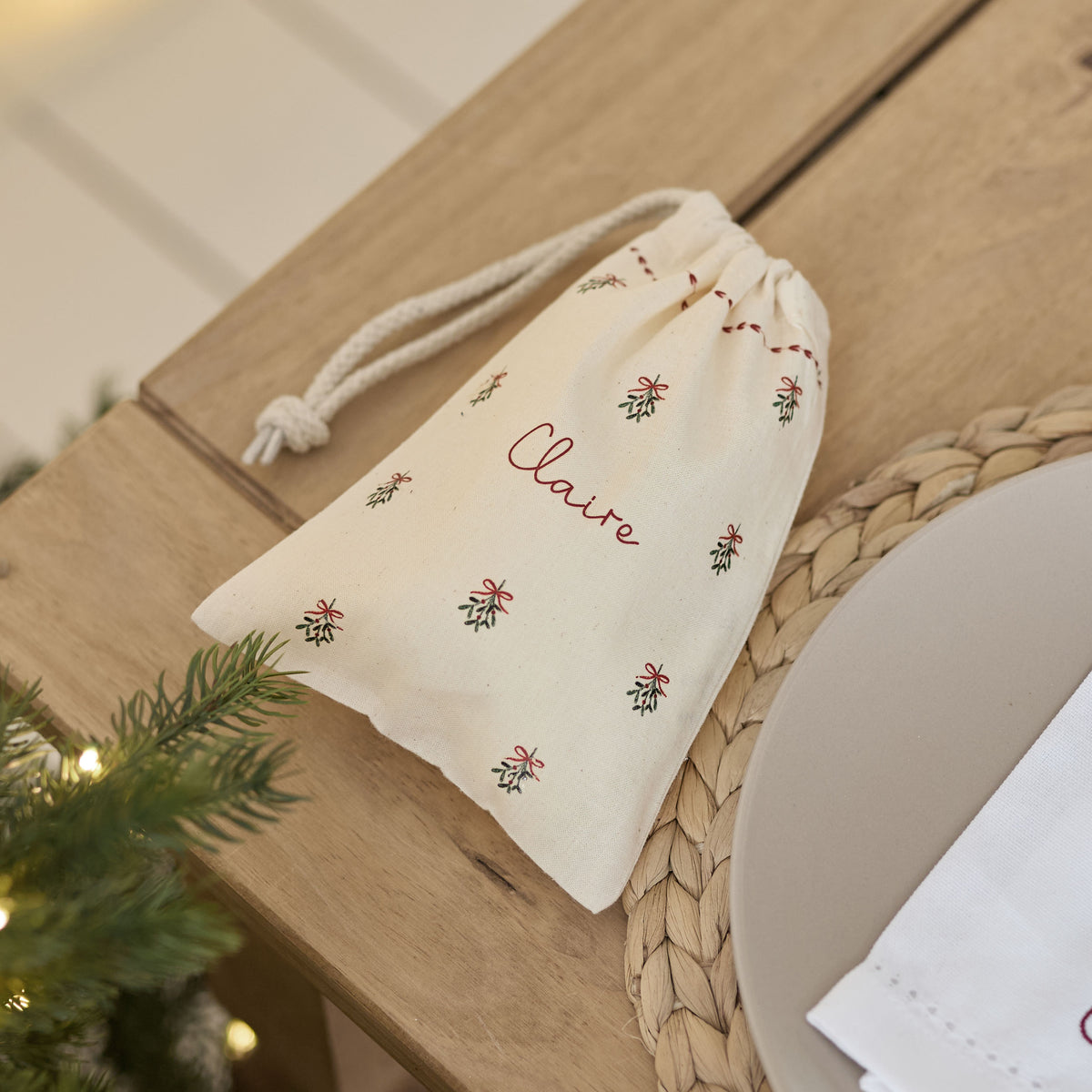 Personalised Christmas Drawstring Bag