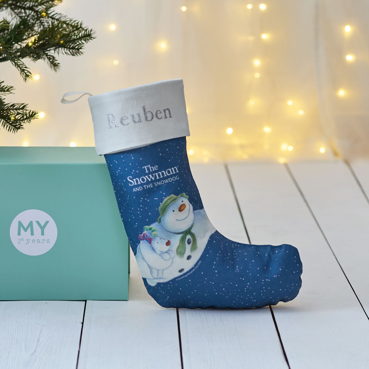 Personalised The Snowman™ and Snowdog Small Christmas Stocking
