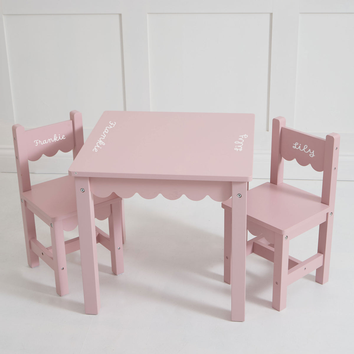Personalised Pink Scalloped Table and 2 Chairs Set FSC®