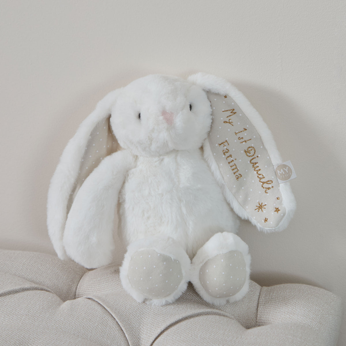 Personalised Happy Diwali White Bunny