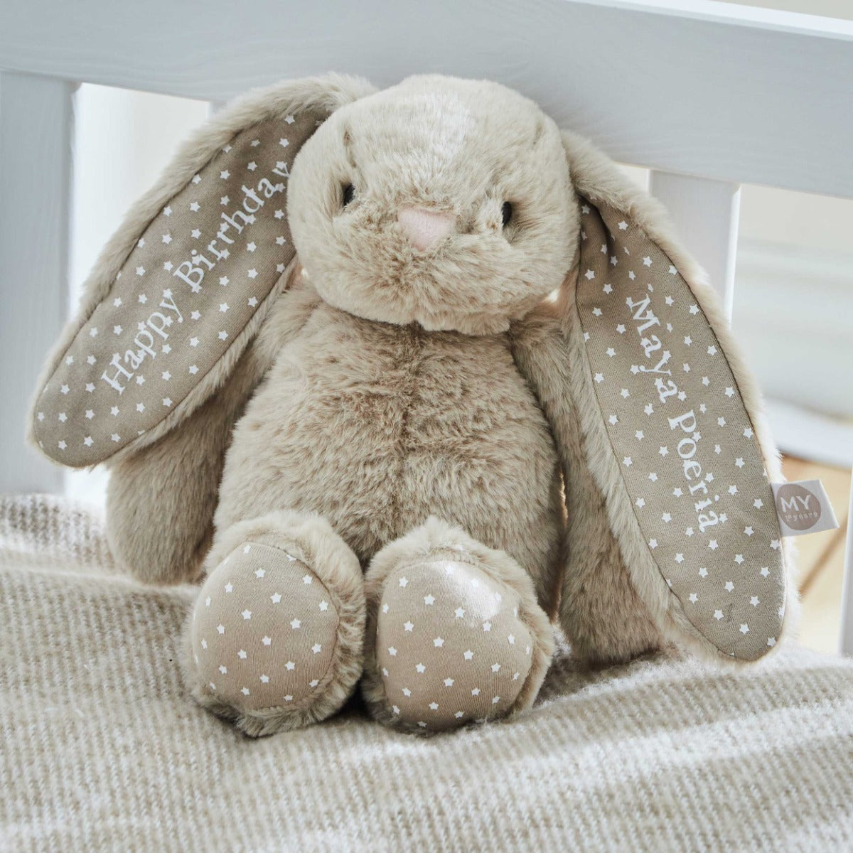 Personalised Oatmeal Plush Bunny - Embroidered