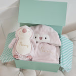 Personalised Pink Penguin Snuggle & Cuddle Gift Set