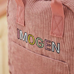 Personalised Pink Letter Patch Cord Mini Backpack